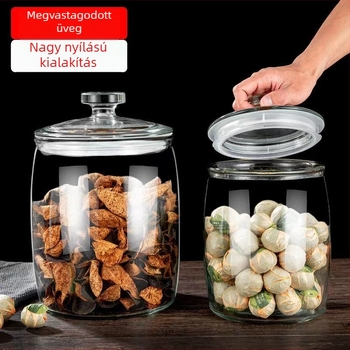 Lingyun Üveg zárható tároló kimchi és savanyúság számára, élelmiszer-minőségű, több mint 5 literes kapacitás, kerek, fedéllel