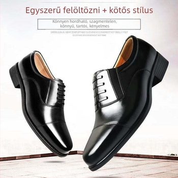Uniszex bőrcipő üzleti viselethez, lace-up, ultrafin bőr felsőrész, gumírozott talp, háromszoros csúcsos orr