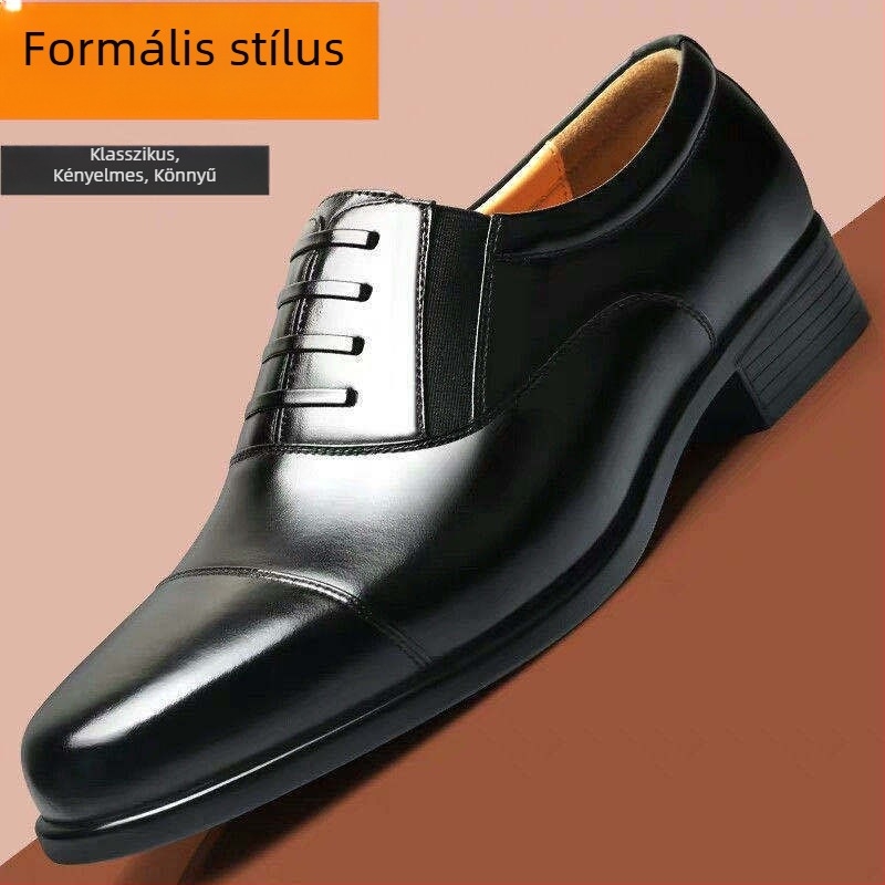 Uniszex bőrcipő üzleti viselethez, lace-up, ultrafin bőr felsőrész, gumírozott talp, háromszoros csúcsos orr