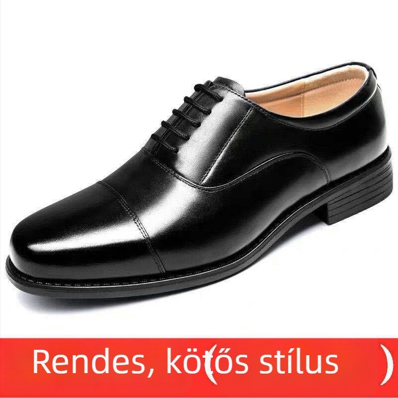 Uniszex bőrcipő üzleti viselethez, lace-up, ultrafin bőr felsőrész, gumírozott talp, háromszoros csúcsos orr