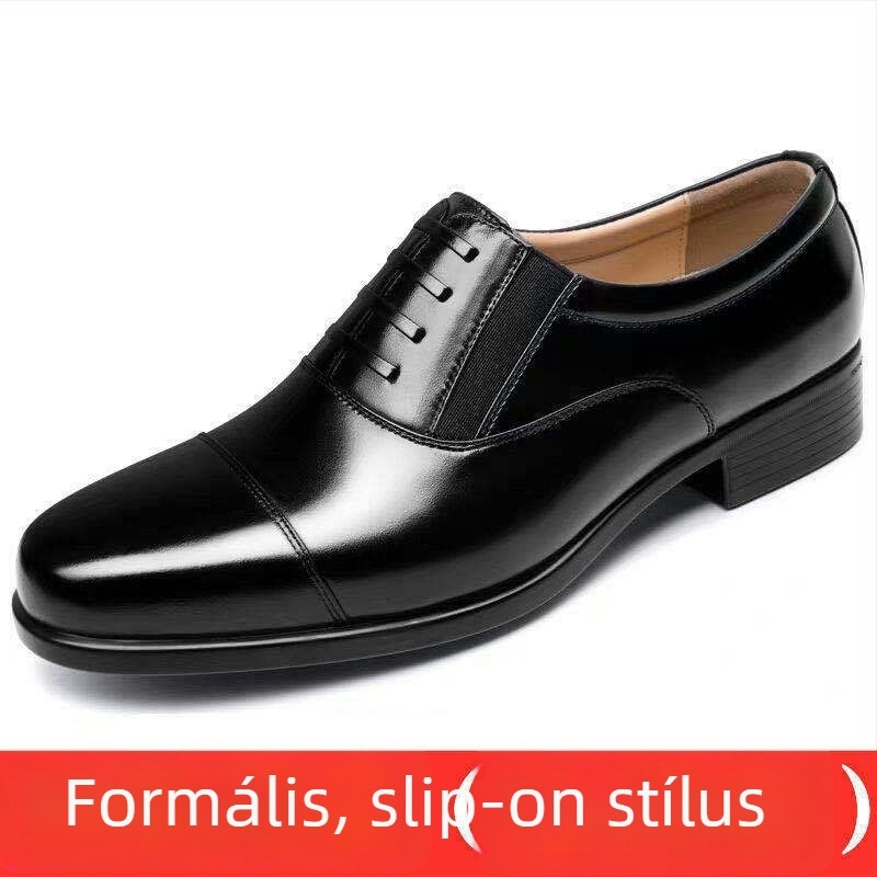 Uniszex bőrcipő üzleti viselethez, lace-up, ultrafin bőr felsőrész, gumírozott talp, háromszoros csúcsos orr