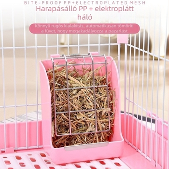 Műanyag emelőfedeles szénatároló nyulak és tengerimalacok számára
