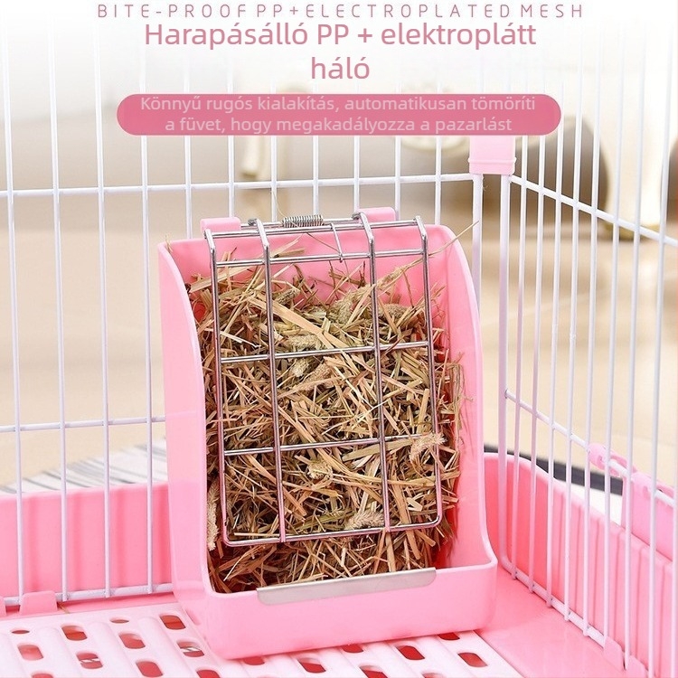 Műanyag emelőfedeles szénatároló nyulak és tengerimalacok számára