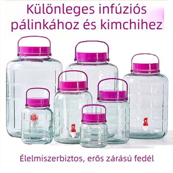 Ólommentes kristályüveg savanyúságos üveg, lezárt, ovális alakú, háztartási használatra