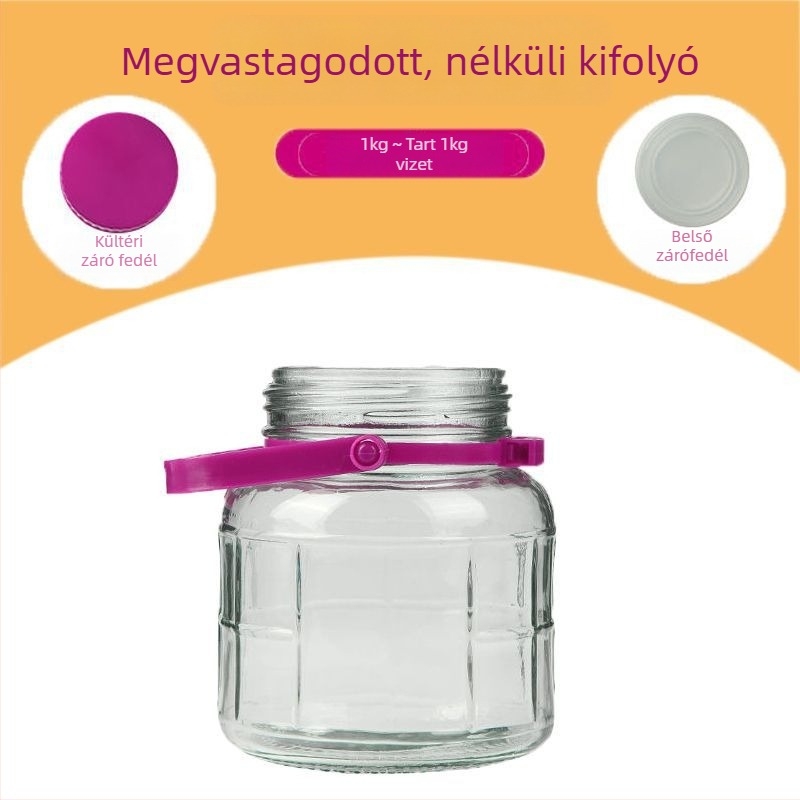 Ólommentes kristályüveg savanyúságos üveg, lezárt, ovális alakú, háztartási használatra