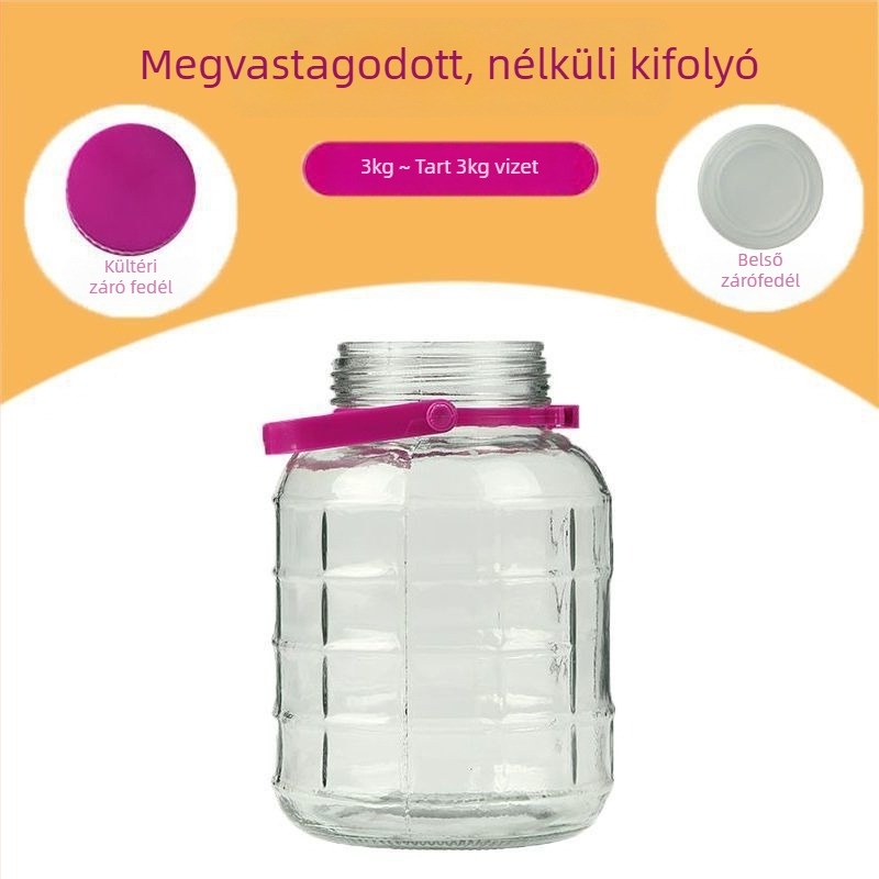 Ólommentes kristályüveg savanyúságos üveg, lezárt, ovális alakú, háztartási használatra