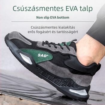Munkavédelmi cipő ütésálló és átszúrás elleni, acél orral, EVA felsőrész, alacsony kivágás, légáteresztő