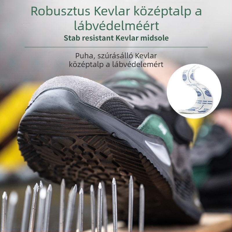 Munkavédelmi cipő ütésálló és átszúrás elleni, acél orral, EVA felsőrész, alacsony kivágás, légáteresztő