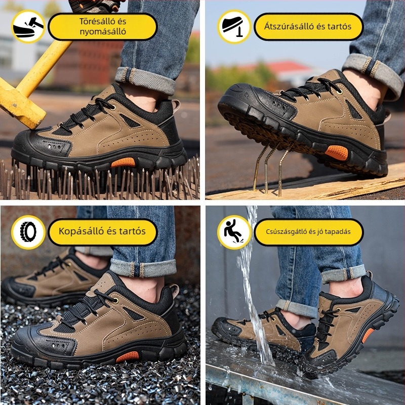 National Gold Shield Biztonsági Cipő: acél orrtalp, ütés- és perforáció elleni védelem, felső része mikrofiber bőr + vászon, alacsony boka