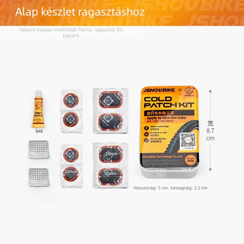 Hegyikerékpár gumi javító készlet – Dingqing ragasztó és ragasztófilm készlet, gumi javító eszköz, márka JSHOU BIKE, magáncímke elérhető