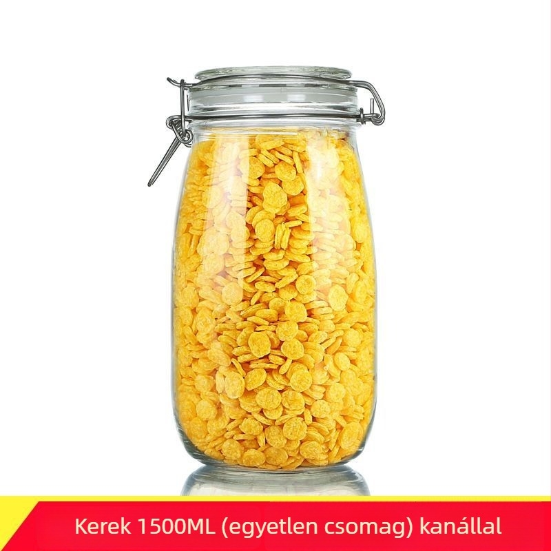 Zárható üveg tárolóedény fedővel otthoni élelmiszer-tárolásra, befőzéshez, citrom, passiógyümölcs és méz, 300 ml