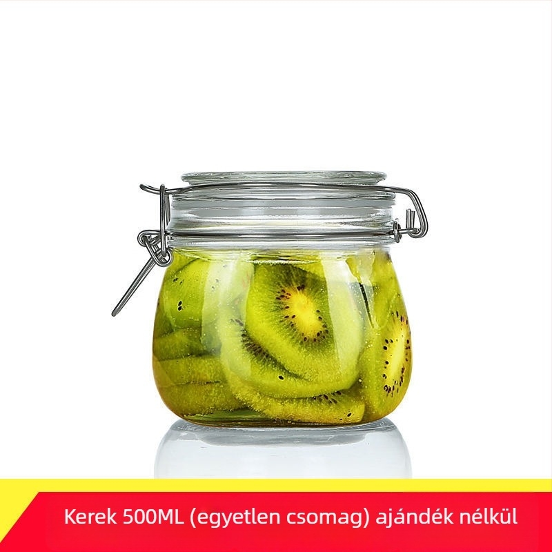 Zárható üveg tárolóedény fedővel otthoni élelmiszer-tárolásra, befőzéshez, citrom, passiógyümölcs és méz, 300 ml