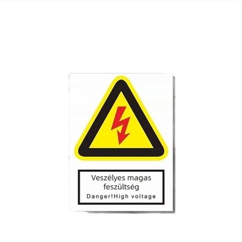 Rozsdamentes acél gépek biztonsági jelzőtáblája – szitanyomás/gravírozás, ipari berendezések jelzése, testre szabható