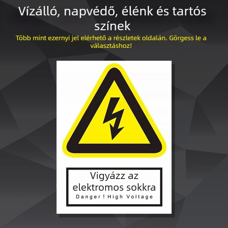 Rozsdamentes acél gépek biztonsági jelzőtáblája – szitanyomás/gravírozás, ipari berendezések jelzése, testre szabható