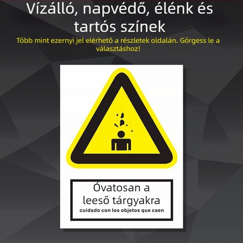 Rozsdamentes acél gépek biztonsági jelzőtáblája – szitanyomás/gravírozás, ipari berendezések jelzése, testre szabható