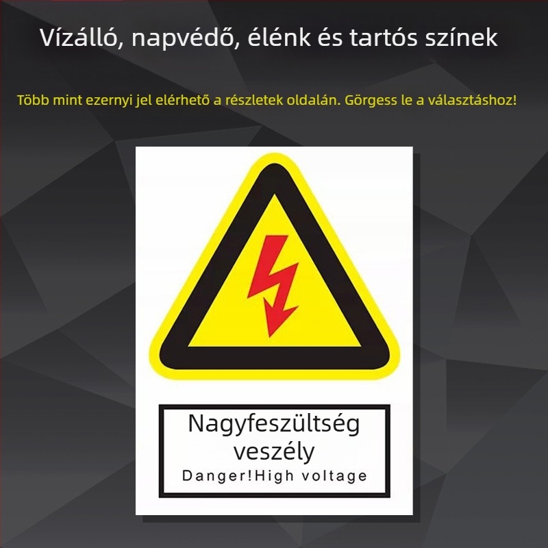 Rozsdamentes acél gépek biztonsági jelzőtáblája – szitanyomás/gravírozás, ipari berendezések jelzése, testre szabható