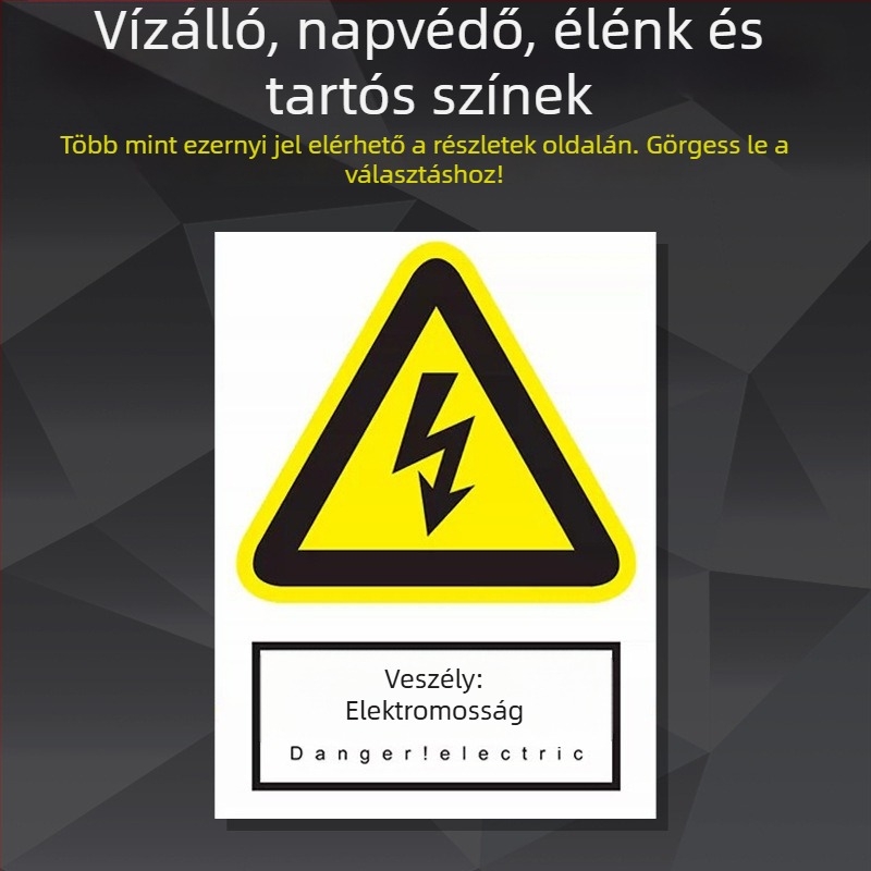 Rozsdamentes acél gépek biztonsági jelzőtáblája – szitanyomás/gravírozás, ipari berendezések jelzése, testre szabható