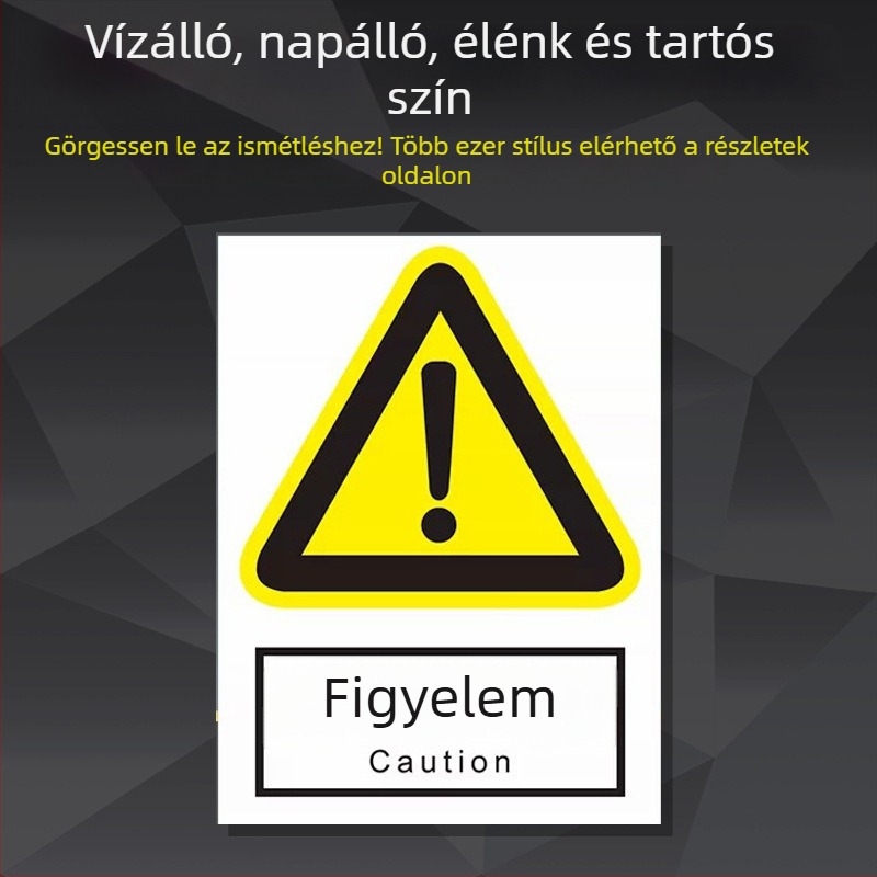 Rozsdamentes acél gépek biztonsági jelzőtáblája – szitanyomás/gravírozás, ipari berendezések jelzése, testre szabható