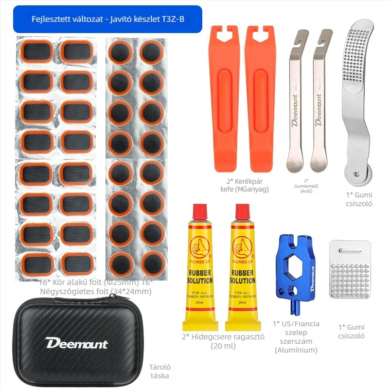 Gumi javító készlet, hordozható, belsőcső defekt javítása, hideg javító ragasztó, kerékpárokhoz (hegyikerékpár és városi)