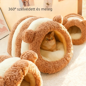 Panda Cat Bed — Macskafekhely, PP pamutból, meleg, félig zárt és mosható, egész éves használatra