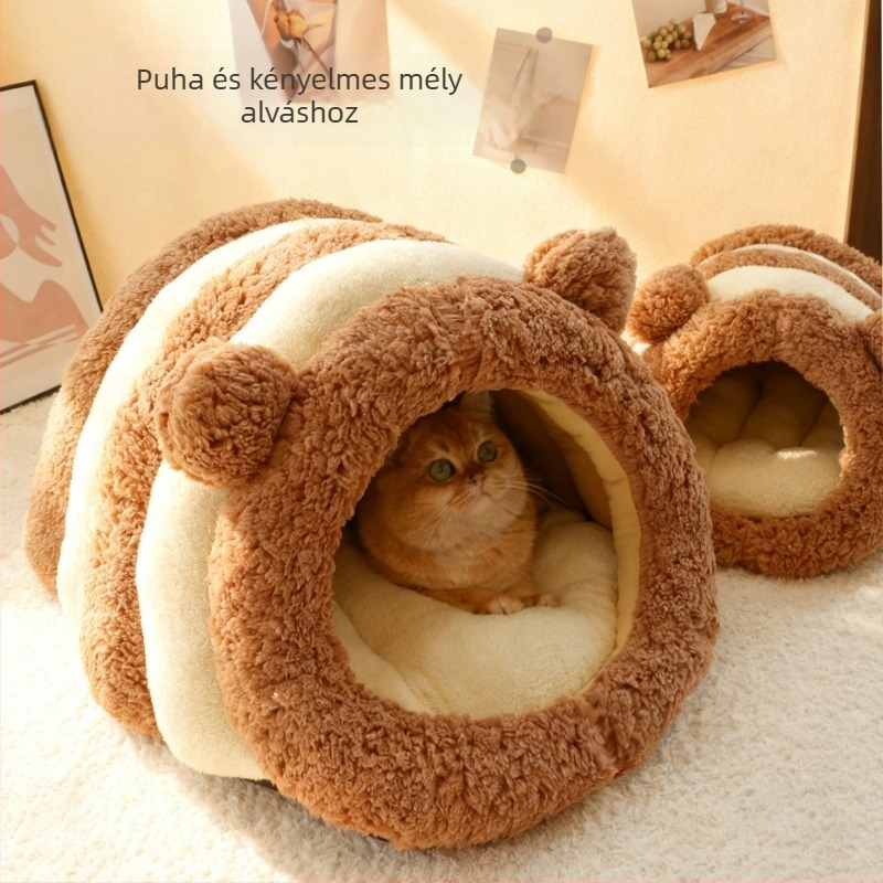 Panda Cat Bed — Macskafekhely, PP pamutból, meleg, félig zárt és mosható, egész éves használatra