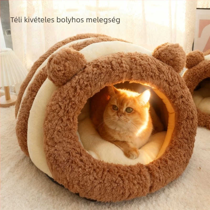 Panda Cat Bed — Macskafekhely, PP pamutból, meleg, félig zárt és mosható, egész éves használatra