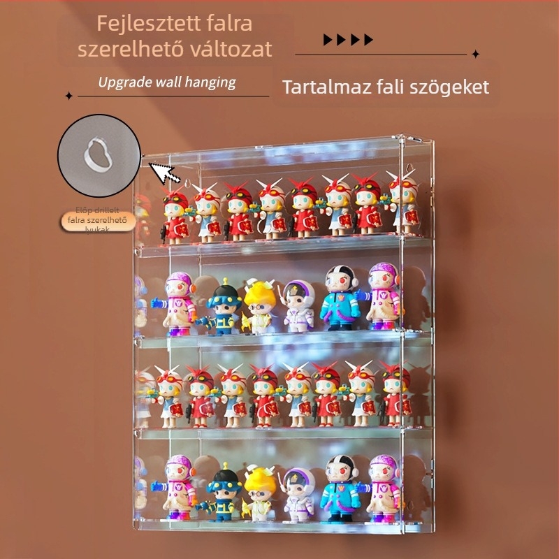 Akril kiállító polc Ultraman Bruco Blind Box figurákhoz, falra szerelhető, porálló, 2 L kapacitás, logó nyomtatás, testreszabható