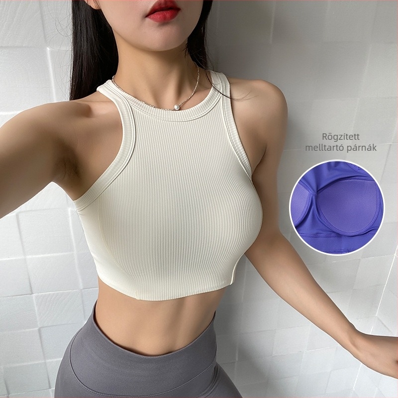 Női sportmelltartó jóga, fixált 3/4-es kosár, közepes formájú kosár, fix két vállpánt, gyorsan száradó anyag (80% nylon)