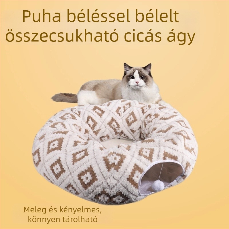 Összecsukható macskatúnnel – textile anyag, univerzális használat, macskáknak, téli, tavaszi és őszi szezonra