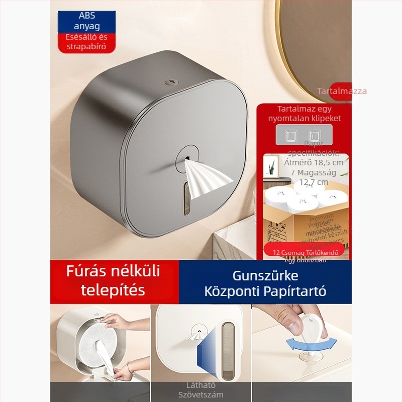 Merid Falra szerelhető középre húzható toalettpapír adagoló, ABS, fürdőszoba és szállodai kereskedelmi felhasználásra