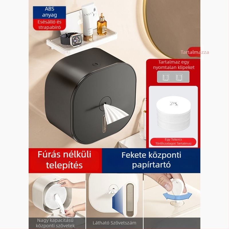 Merid Falra szerelhető középre húzható toalettpapír adagoló, ABS, fürdőszoba és szállodai kereskedelmi felhasználásra