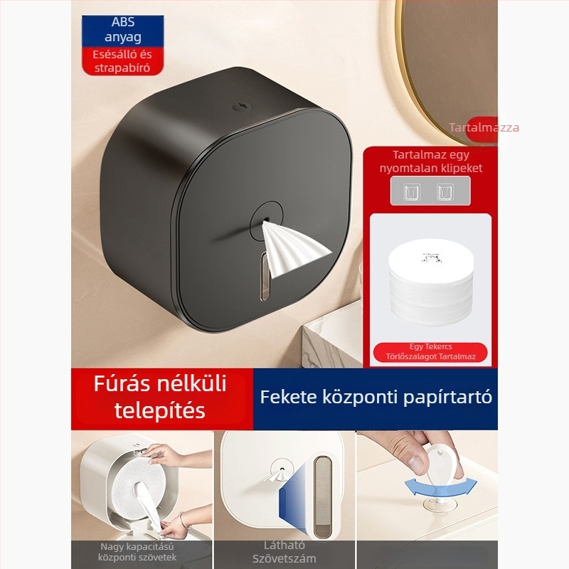 Merid Falra szerelhető középre húzható toalettpapír adagoló, ABS, fürdőszoba és szállodai kereskedelmi felhasználásra