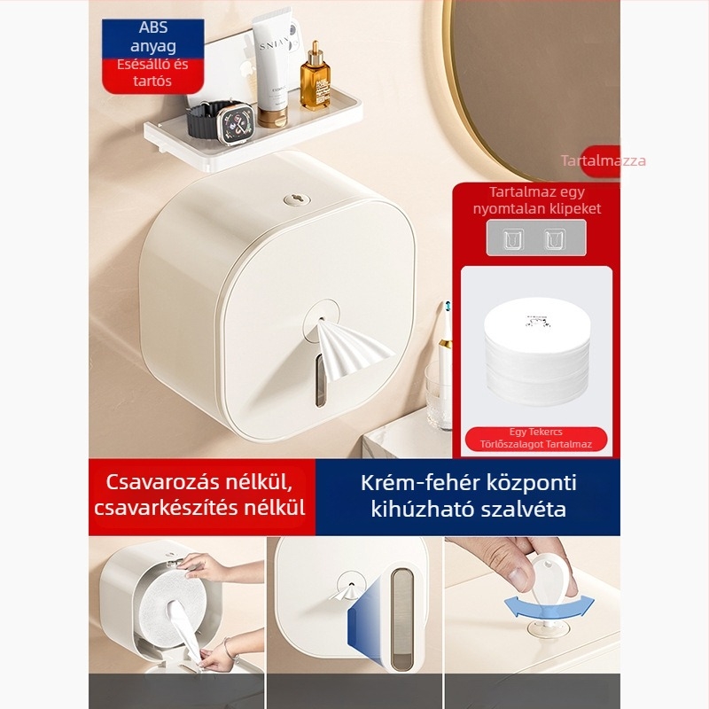 Merid Falra szerelhető középre húzható toalettpapír adagoló, ABS, fürdőszoba és szállodai kereskedelmi felhasználásra