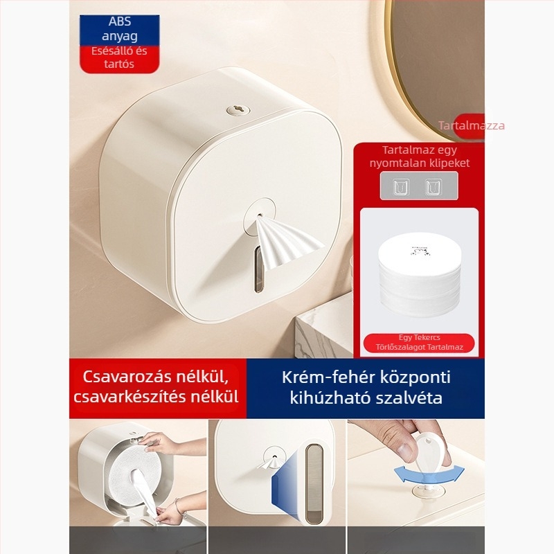 Merid Falra szerelhető középre húzható toalettpapír adagoló, ABS, fürdőszoba és szállodai kereskedelmi felhasználásra