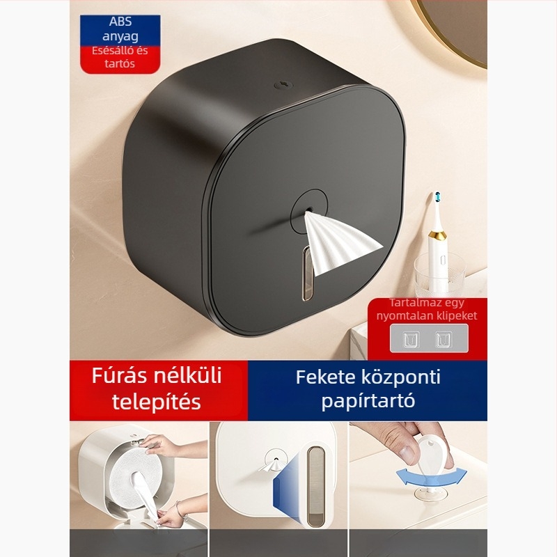 Merid Falra szerelhető középre húzható toalettpapír adagoló, ABS, fürdőszoba és szállodai kereskedelmi felhasználásra