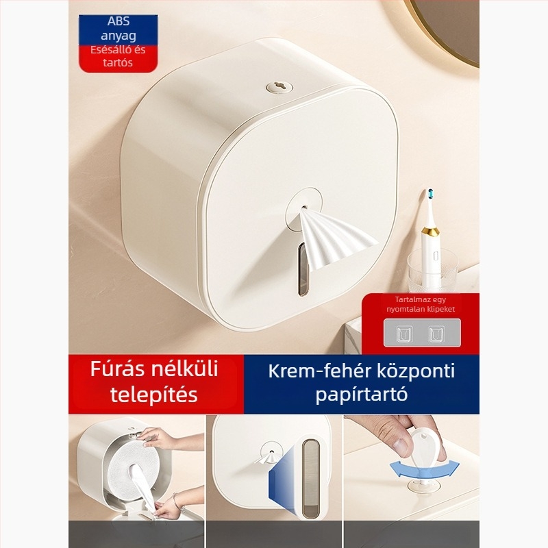 Merid Falra szerelhető középre húzható toalettpapír adagoló, ABS, fürdőszoba és szállodai kereskedelmi felhasználásra
