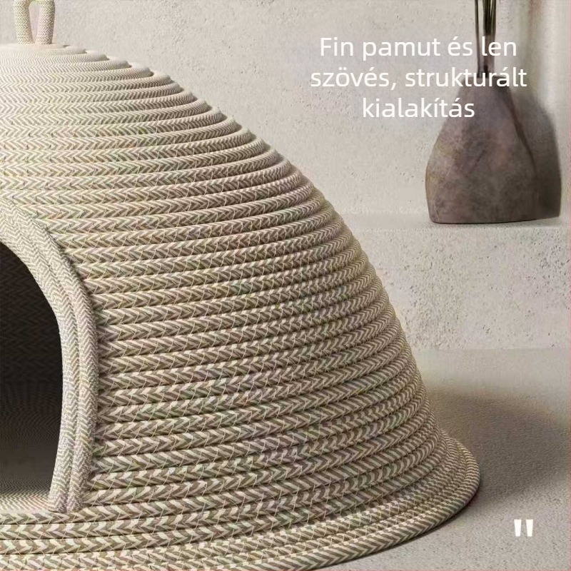 Rattan szövésű macskafészek, beltéri használatra, egész éves