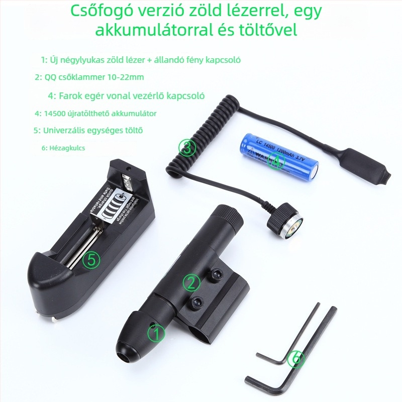 4-lyukas infravörös lézer célzó, állítható függőlegesen és vízszintesen; Gold hunter, alumínium ötvözet, JG13