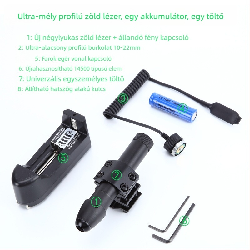 4-lyukas infravörös lézer célzó, állítható függőlegesen és vízszintesen; Gold hunter, alumínium ötvözet, JG13