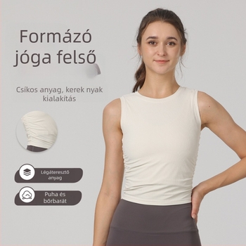 Női ujjatlan jóga-top slim-fit, csípőig érő hossz, gyorsan száradó nylon-spanded anyag, 80% nylon, 20% spandex