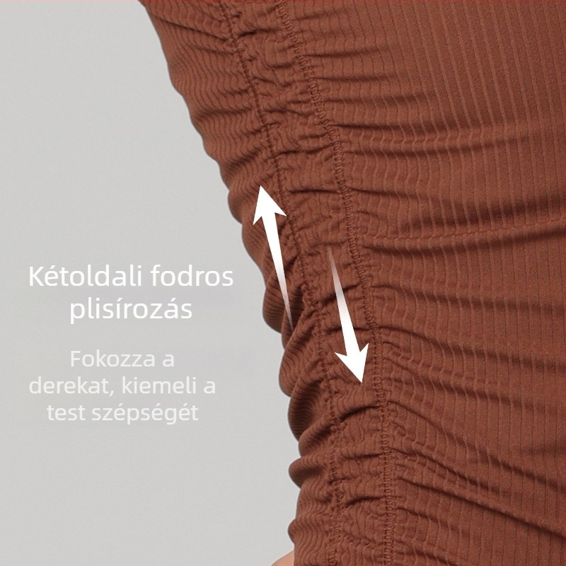 Női ujjatlan jóga-top slim-fit, csípőig érő hossz, gyorsan száradó nylon-spanded anyag, 80% nylon, 20% spandex