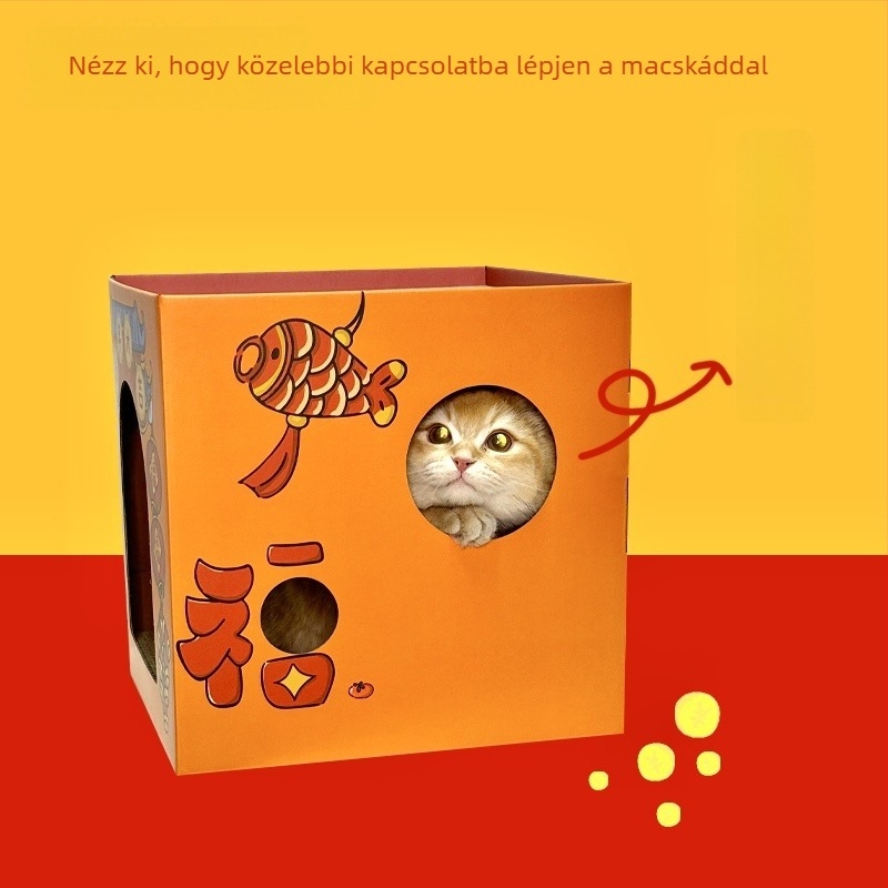 Macskafészek nagy sűrűségű hullámkartonból, Jiangren XH, macskáknak