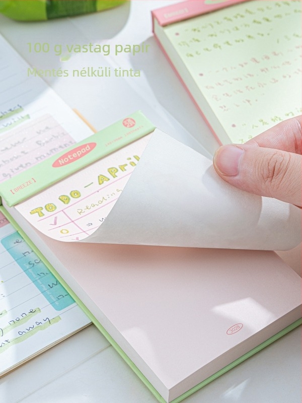 Kompakt jegyzetfüzet perforált oldalakkal, cellulóz alapú papír 75 g, minimalist design, hordozható