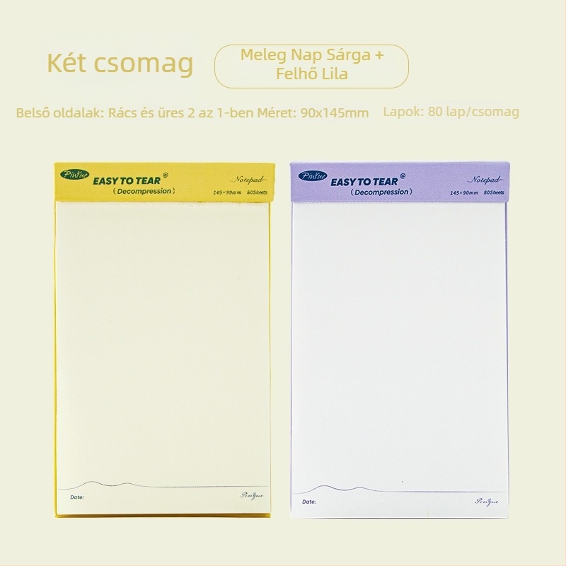 Kompakt jegyzetfüzet perforált oldalakkal, cellulóz alapú papír 75 g, minimalist design, hordozható