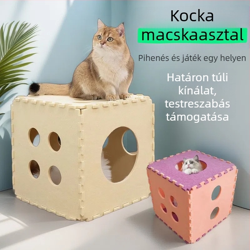 Kétszintes macskafészek összecsukható, szétszerelhető kivitelezéssel minden évszakban; lélegző, vízálló otthon.