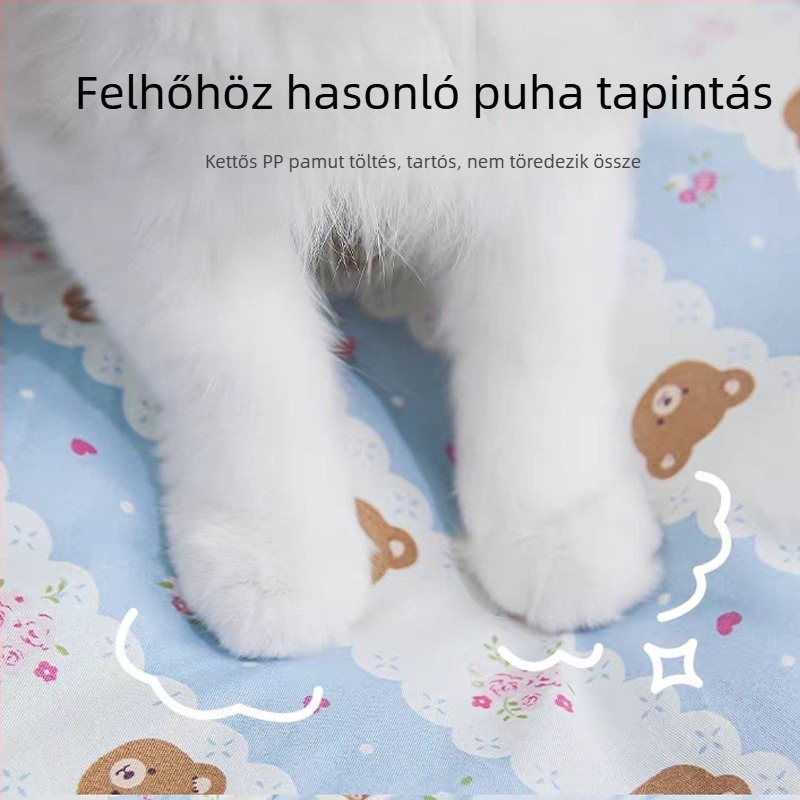 Őszi–téli félzárt kisállatfészek, ház alakú matrac, pillangó–tök dizájn