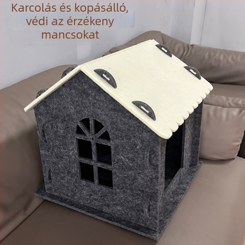 Filcből készült macskafészek, félzárt, mosható, levehető és összekapcsolható