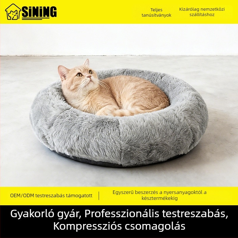 Textil macskafészek, kör alakú, mosható, őszi-téli meleg, SINING SN033