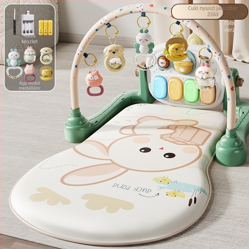 Baba játék pedálos zongorás torna — interaktív zene, multiszenzoros stimuláció, 0–3 éveseknek, műanyag