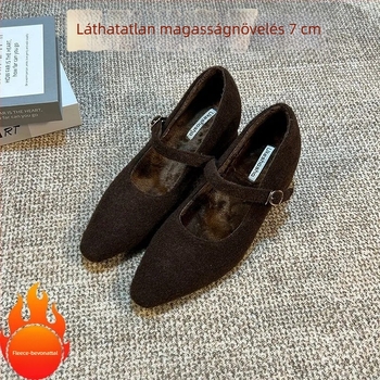 Rejtett sarokú Mary Jane cipő – négyzetes orr, 6–8 cm sarokmagasság, Grate felsőrész, mikroszálas belső